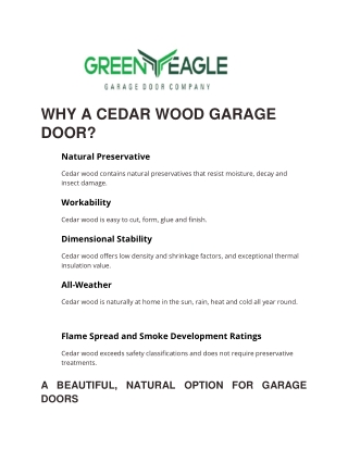 WHY A CEDAR WOOD GARAGE DOOR
