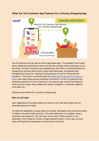 What Are The Customer App Features For a Grocery Shopping App