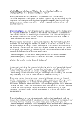 Channel Intelligence -Paxcom