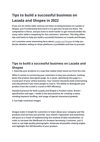 Tips to build a successful business on Lazada and Shopee in 2022