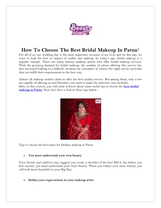 Get the Best Bridal Makeup in Patna.