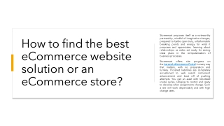 How to find the best eCommerce website solution or an eCommerce store