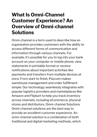 What Is Omni-Channel Customer Experience. An Overview of Omni-channel Solutions
