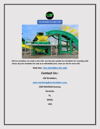 Tire Shredders For Sale | CM Shredders