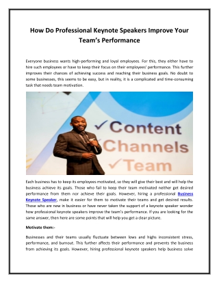 How Do Professional Keynote Speakers Improve Your Team’s Performance
