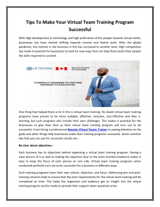 Tips To Make Your Virtual Team Training Program Successful