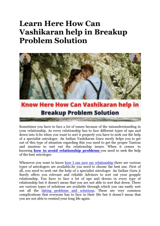 Learn Here How Can Vashikaran help in Breakup Problem Solution (1)