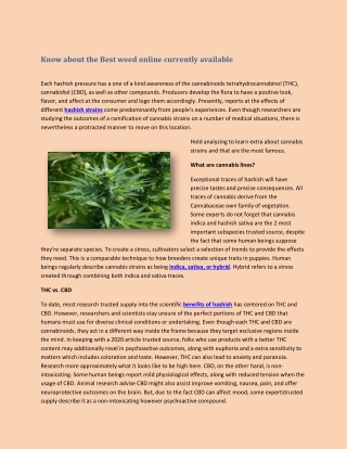 Know about the Best weed online currently available