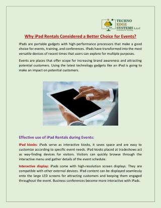 Why iPad Rentals Considered a Better Choice for Events?