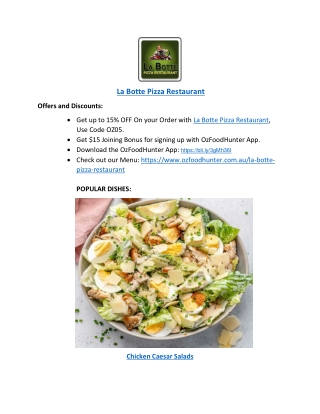 La Botte Pizza Menu Pascoe Vale South, VIC - 15% Off