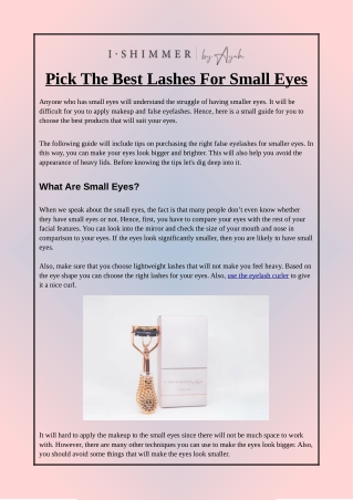 Pick The Best Lashes For Small Eyes