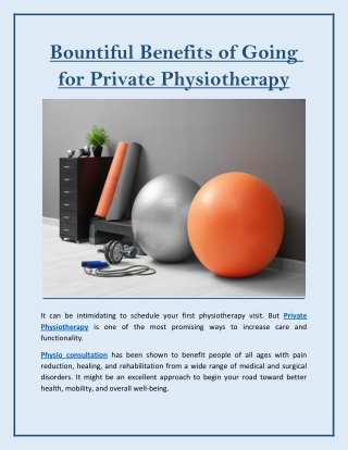 Bountiful Benefits of Going for Private Physiotherapy