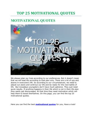 TOP 25 MOTIVATIONAL QUOTES