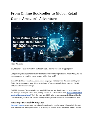 From Online Bookseller to Global Retail Giant- Amazon’s Adventure