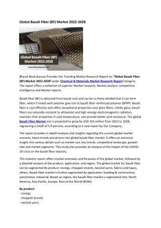 Global Basalt Fiber (BF) Market 2022-2028