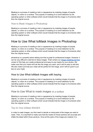 What is masking in Photoshop