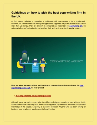 Guidelines on how to pick the best copywriting firm in the UK-converted