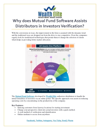 Why does Mutual Fund Software Assists Distributors in Investors Verification
