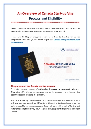 What is the Application Process for Canada Start-up Visa?