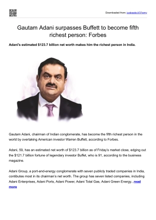 Gautam Adani surpasses Buffett to become fifth richest person-Forbes