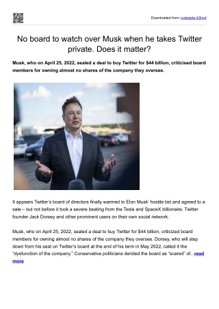 No board to watch over Musk when he takes Twitter private. Does it matter