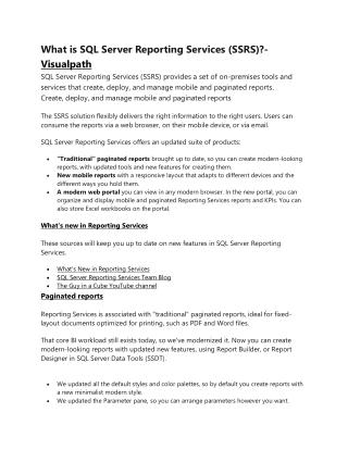 What is SQL Server Reporting Services (SSRS)?- Visualpath