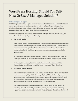 Detailed Comparison of Self vs Managed WordPress hosting