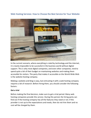 Web Hosting Services: How to Choose the Best Service for Your Website