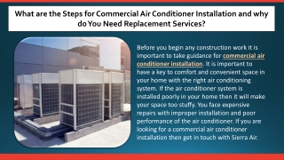 What are the Steps for Commercial Air Conditioner Installation?