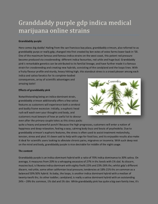 Granddaddy purple gdp indica medical marijuana online strains