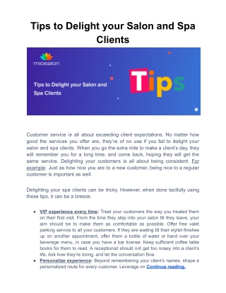 Tips to Delight your Salon and Spa Clients