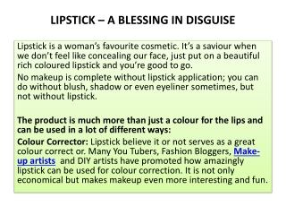 LIPSTICK – A BLESSING IN DISGUISE