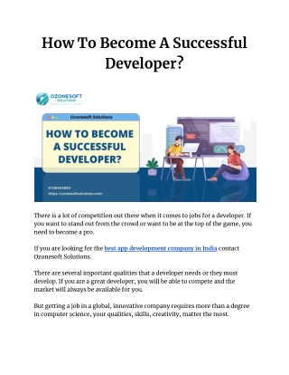 How To Become A Successful Developer