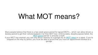 What MOT means_