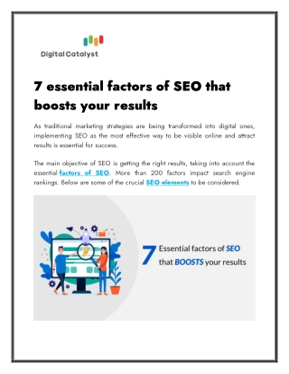 7 essential factors of SEO that boosts your results