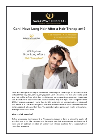 Can I Have Long Hair After a Hair Transplant?