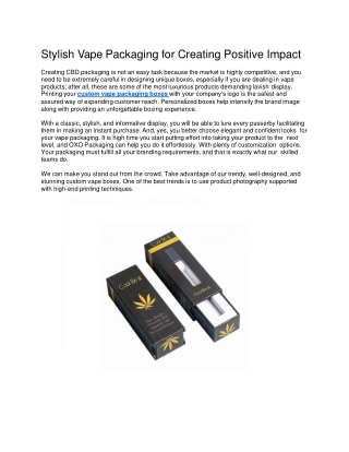 Stylish Vape Packaging for Creating Positive Impact