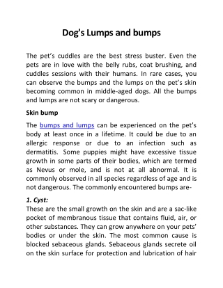 Dogs Lumps and bumps