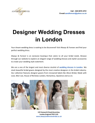 Designer Wedding Dresses in London