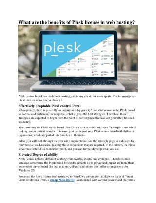 What are the benefits of Plesk license in web hosting