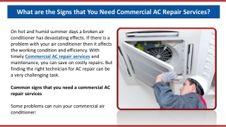 What are the Signs that You Need Commercial AC Repair Services?