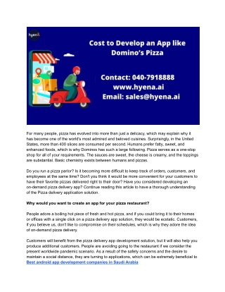 Cost to Develop an App like Domino’s Pizza