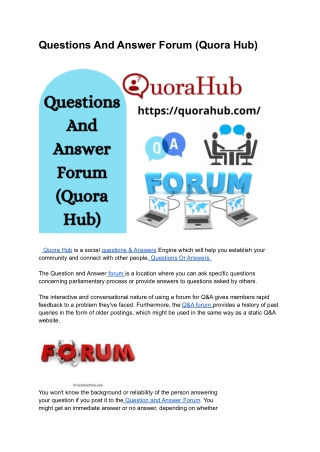 UntitledQuestions And Answer Forum (Quora Hub) document (1)