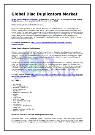 Global Disc Duplicators Market