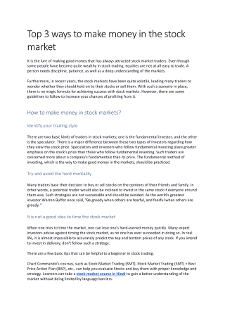 Top 3 ways to make money in the stock market