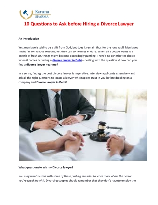 10 Questions to Ask before Hiring a Divorce Lawyer