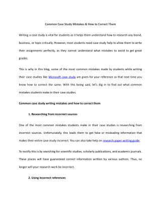 Common Case Study Mistakes & How to Correct Them