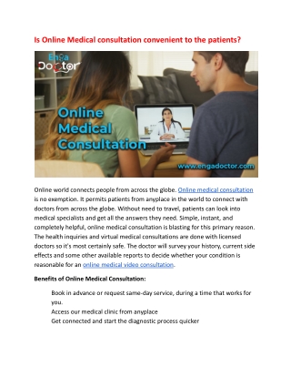 Is Online Medical consultation convenient to the patients