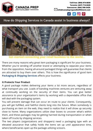 How do Shipping Services in Canada assist in business always