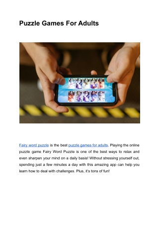 Puzzle Games For Adults